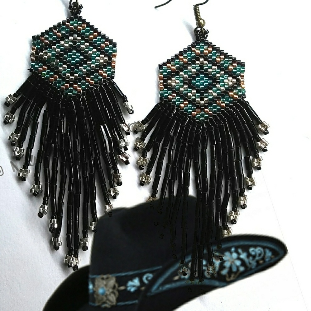 ⭐HP⭐ SOLD JRW Handmade Black Silver Statement Earrings - Picture 1 of 8